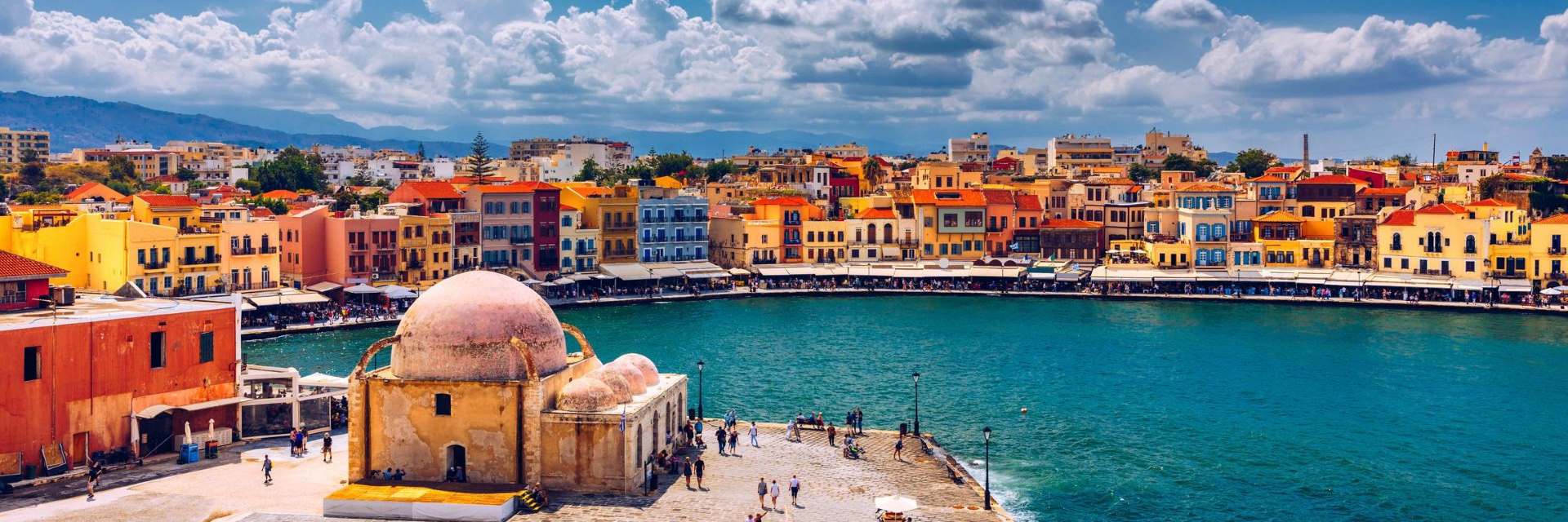 Coastal destination in Crete at sunset